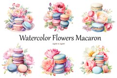 Watercolor Flowers Macaron Clipart Product Image 1