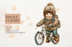 Cute girl with winter coat clipart png Product Image 1