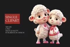 Couple sheep Clipart, sheep in love PNG, Valentines Day Product Image 1