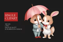 Couple rabbit Clipart, rabbit in love PNG, Valentines Day Product Image 1