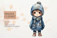 Cute girl with winter coat clipart png Product Image 1