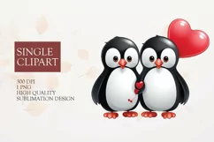 Cute Couple penguin Clipart, penguin in love PNG Product Image 1