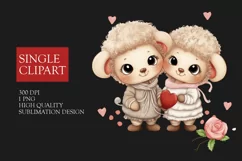 Couple sheep Clipart, sheep in love PNG, Valentines Day Clip Product Image 1