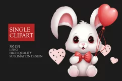 Rabbit Clipart, rabbit in love PNG, Valentines Day Product Image 1