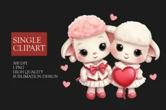 Couple sheep Clipart, sheep in love PNG, Valentines Day Product Image 1
