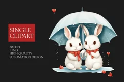 Couple rabbit Clipart, rabbit in love PNG, Valentines Day Product Image 1