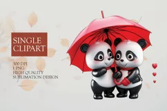 Couple panda Clipart, panda in love PNG, Valentines Day Product Image 1