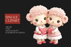 Couple sheep Clipart, sheep in love PNG, Valentines Day Clip Product Image 1