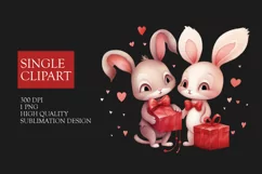 Couple rabbit Clipart, rabbit in love PNG, Valentines Day Product Image 1
