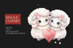 Couple sheep Clipart, sheep in love PNG, Valentines Day Clip Product Image 1
