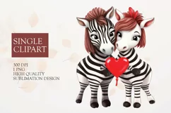 Couple zebra Clipart, zebra in love PNG, Valentines Day Clip Product Image 1