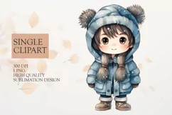 Cute girl with winter coat clipart png Product Image 1