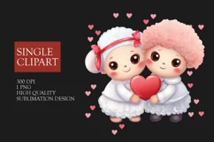 Couple sheep Clipart, sheep in love PNG, Valentines Day Clip Product Image 1