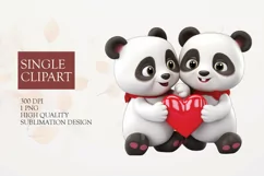 Cute Couple panda Clipart, panda in love PNG Product Image 1