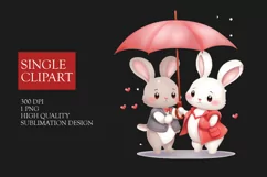 Couple rabbit Clipart, rabbit in love PNG, Valentines Day Product Image 1