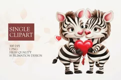 Couple zebra Clipart, zebra in love PNG, Valentines Day Clip Product Image 1