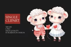 Couple sheep Clipart, sheep in love PNG, Valentines Day Clip Product Image 1