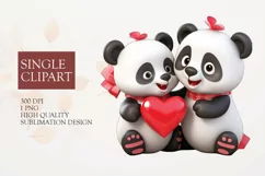 Cute Couple panda Clipart, panda in love PNG Product Image 1