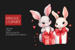 Couple rabbit Clipart, rabbit in love PNG, Valentines Day Product Image 1