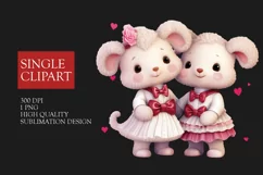 Couple sheep Clipart, sheep in love PNG, Valentines Day Clip Product Image 1