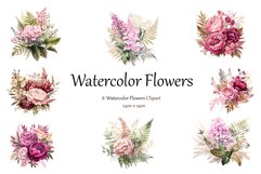 Watercolor Flowers Clipart Product Image 1