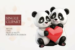 Cute Couple panda Clipart, panda in love PNG Product Image 1