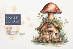 Watercolor Flower fairy house Clipart PNG Product Image 1