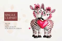 Couple zebra Clipart, zebra in love PNG, Valentines Day Clip Product Image 1