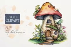 Watercolor Flower fairy house Clipart PNG Product Image 1