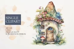 Watercolor Flower fairy house Clipart PNG Product Image 1