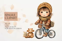 Cute girl with winter coat clipart png Product Image 1