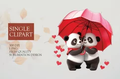Couple panda Clipart, panda in love PNG, Valentines Day Product Image 1