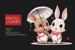 Couple rabbit Clipart, rabbit in love PNG, Valentines Day Product Image 1