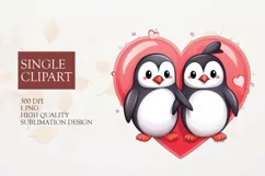 Cute Couple penguin Clipart, penguin in love PNG Product Image 1