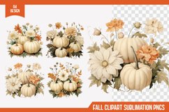 Watercolor Autumn Fall Floral Heart Frame Clipart Product Image 1