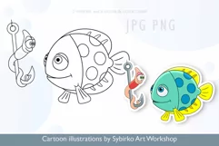 Fish & Worm PNG, Cute Funny Kisses Valentines Day Clipart Product Image 2