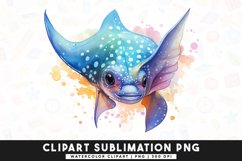 Watercolor Colorful Manta Clipart Sublimation Product Image 1
