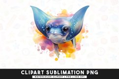 Watercolor Colorful Manta Clipart Sublimation Product Image 1