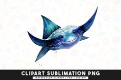 Watercolor Colorful Manta Clipart Sublimation Product Image 1