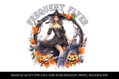Frequent Flyer PNG, Funny Witch Halloween Sublimation Design Product Image 1