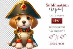 Cute and adorable cartoon puppy on American flag background with white flowers. Perfect for 4th of july Independence Day. Create a joyful mood with this adorable character.