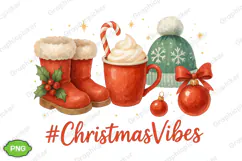 Christmas Vibes Cocoa Mug PNG, Christmas Vibes PNG, Santa Product Image 1