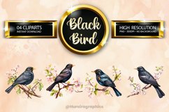 Black Bird Clipart 04 variations Product Image 1