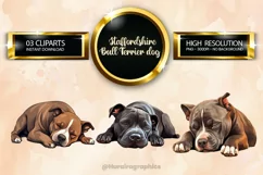 Staffordshire Bull Terrier Dog Clipart 03 variations Product Image 1
