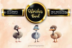 Ostrich Clipart 03 variations Product Image 1