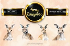 Grey Kangaroo Clipart 04 variations Product Image 1