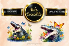 Nile Crocodile Clipart 02 variations Product Image 1