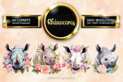 Rhinoceros Clipart 04 variations Product Image 1