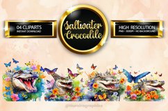 Saltwater Crocodile Clipart 04 variations Product Image 1