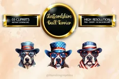 Staffordshire Bull Terrier Dog Clipart 03 variations Product Image 1